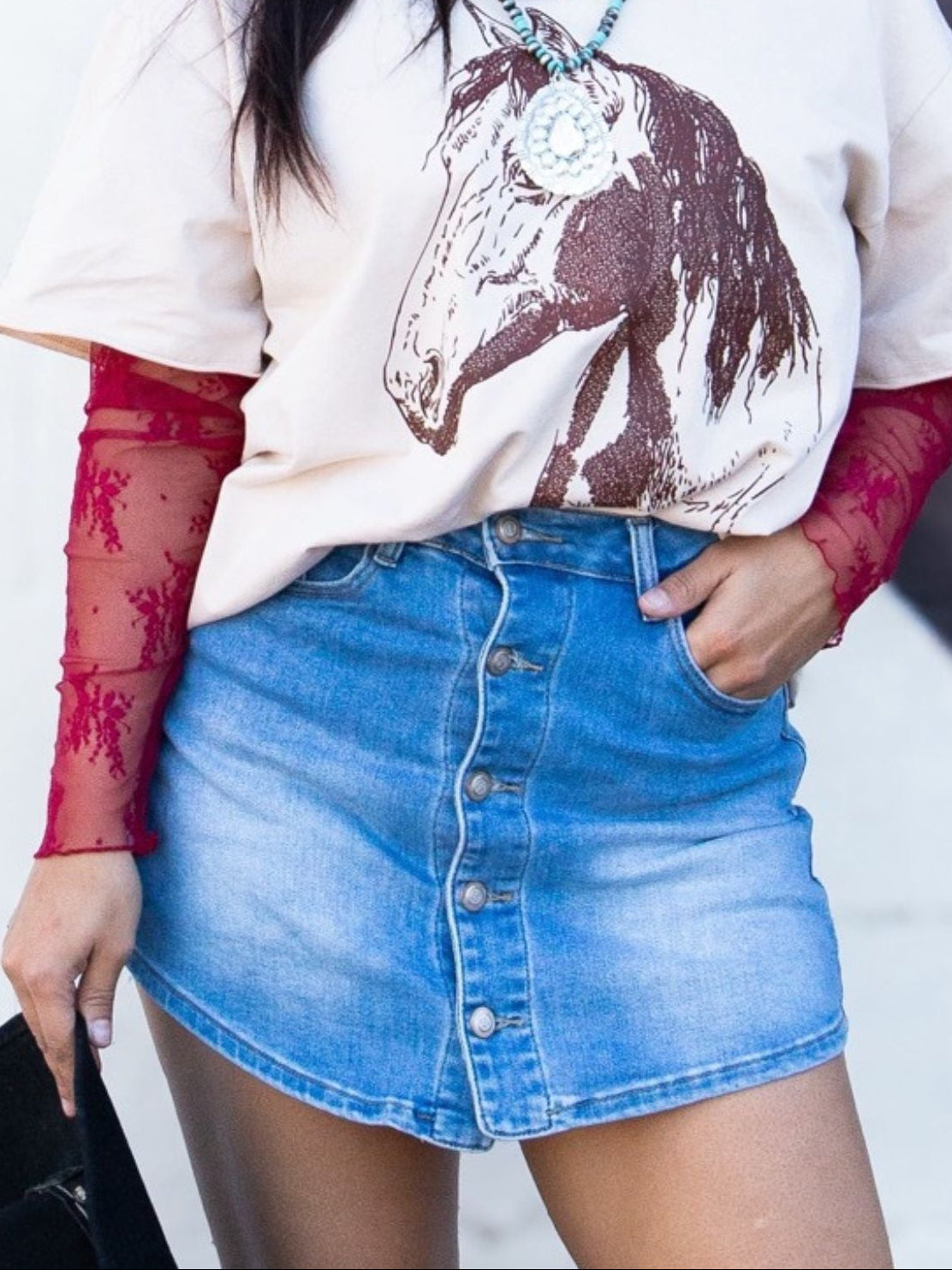 The Lacey Mid-Wash Denim Skort