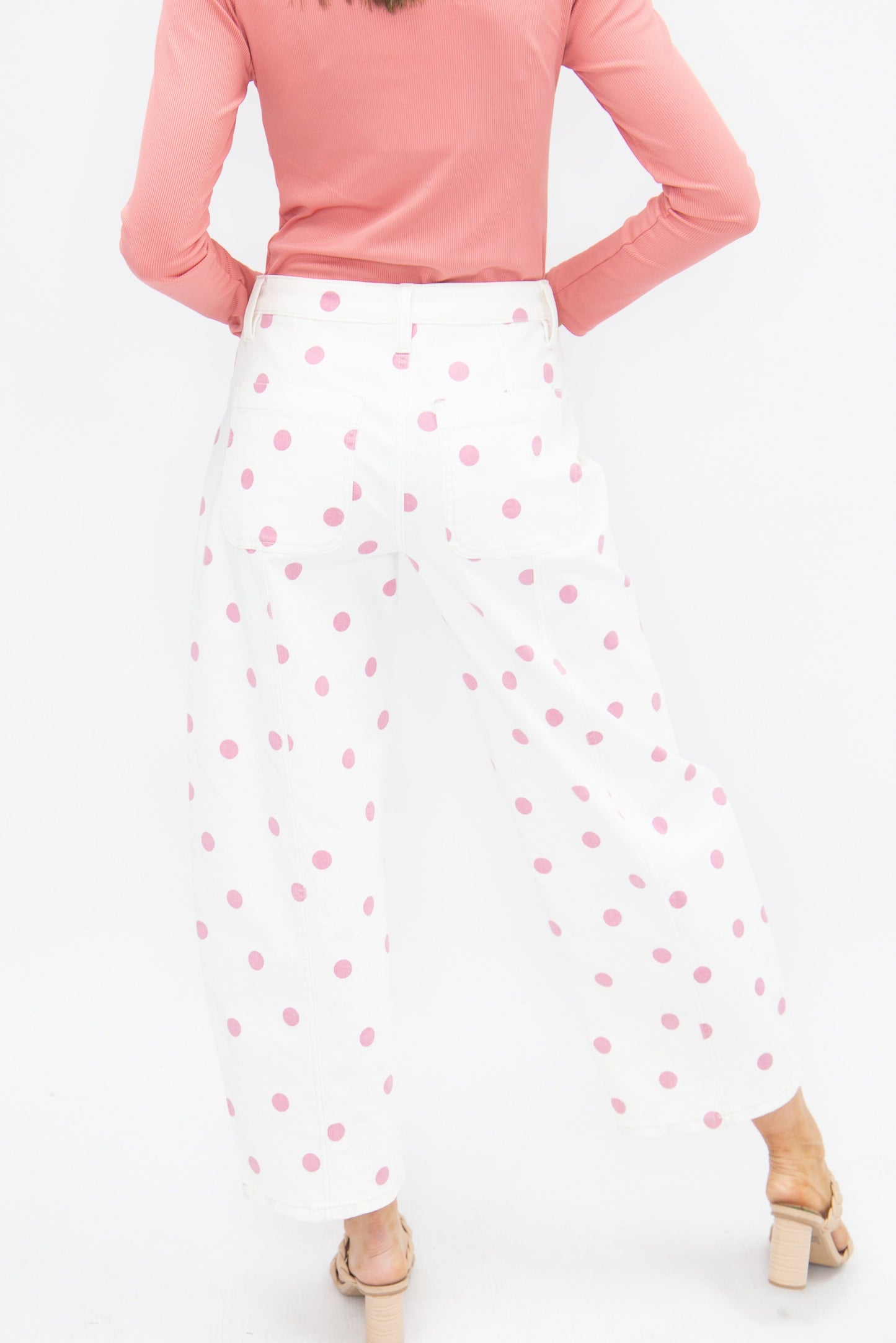 Polka Dot Barrel Jeans, Pink