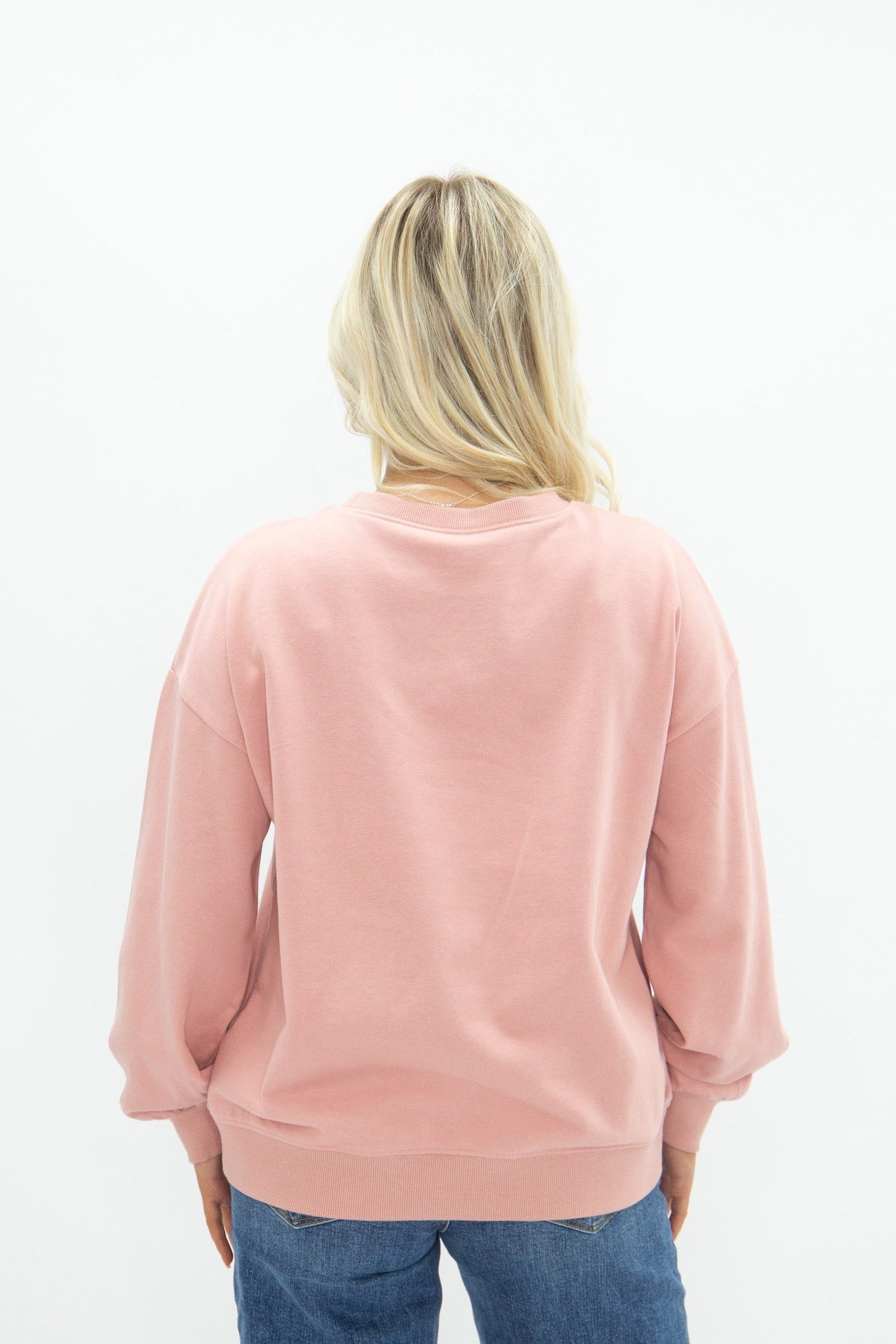 Lace Horse Shoe on Pink Sweatshirt