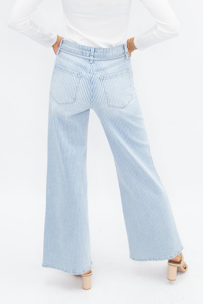 Striped Straight-Leg Jeans