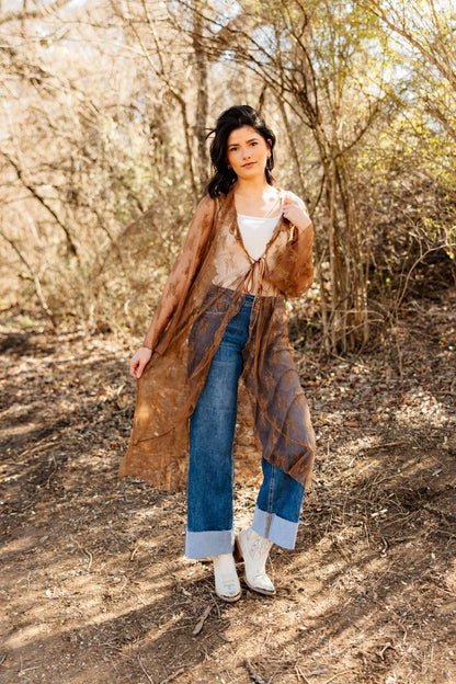Lace Long Kimono, Brown