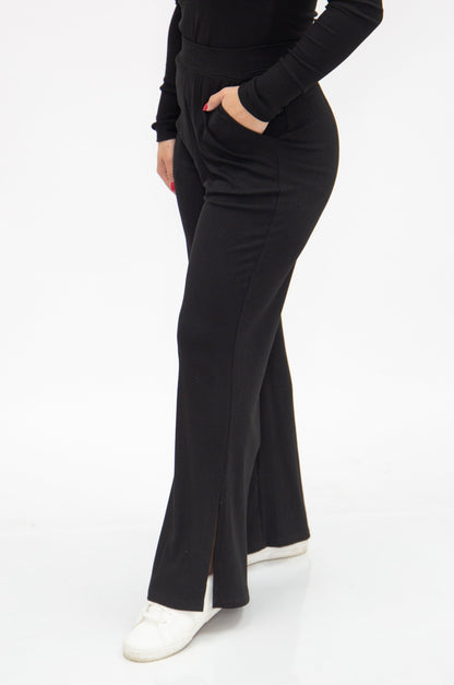 Ribbed Lounge Pants, Black