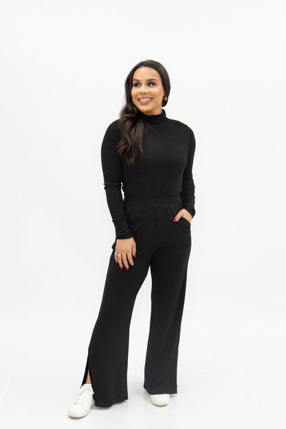 Ribbed Lounge Pants, Black