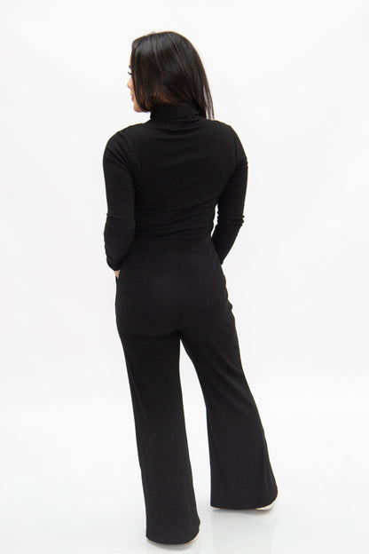 Ribbed Mock Neck, Black