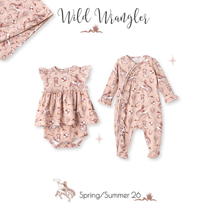 Wild Wrangler/Pink Bamboo Cowgirl Western Skirted Bodysuit