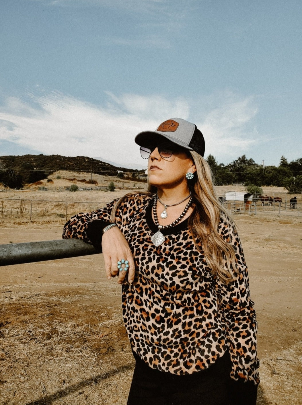 KITTIE K RANCH AND CO LEATHER PATCH SNAPBACK HAT