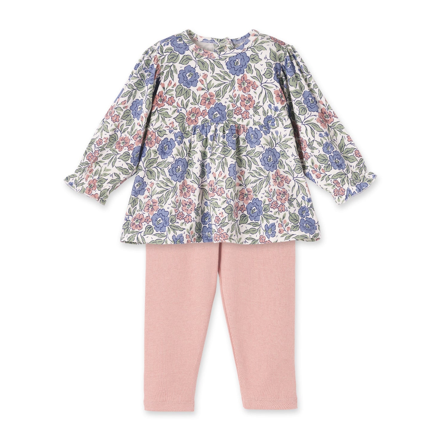 Vintage Floral Baby Girl Outfit - Bamboo & Cotton