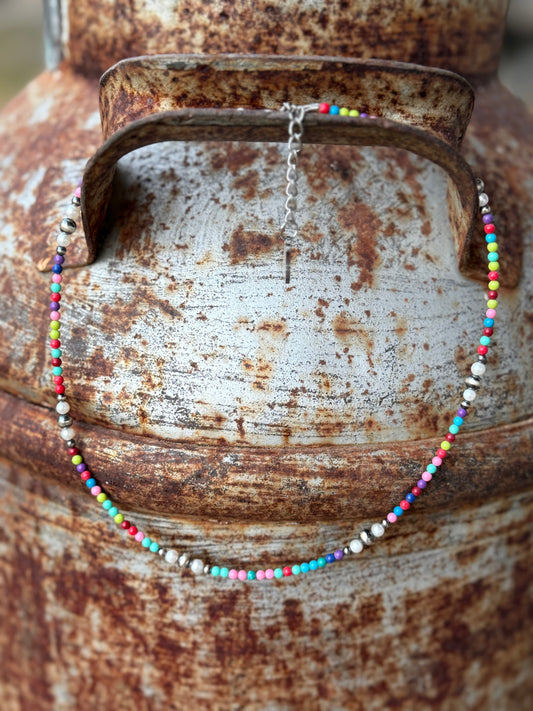 Sterling Silver Prism And Pearl Necklace