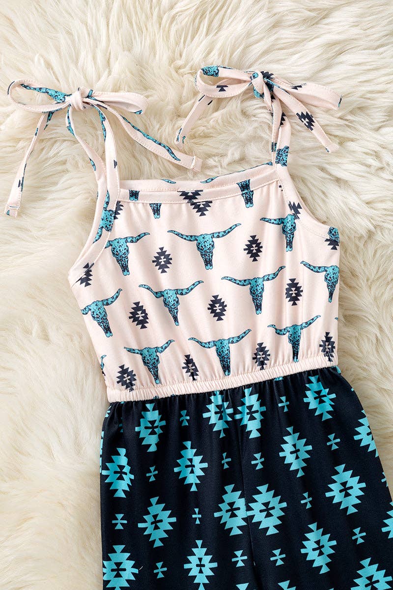 Bull Skull, Aztec, & Concho Printed Jumpsuit