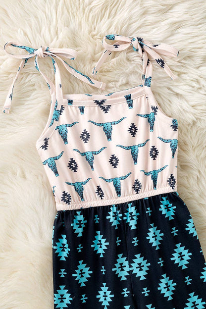 Bull Skull, Aztec, & Concho Printed Jumpsuit