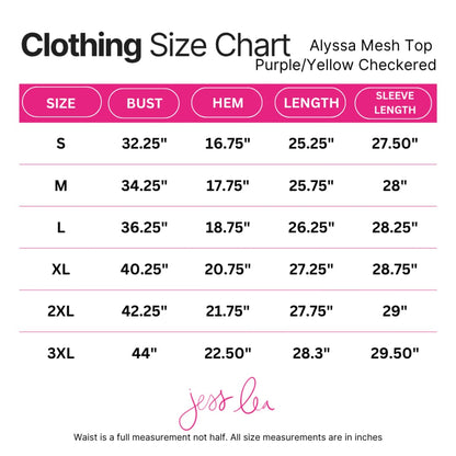 Alyssa Mesh Top- Purple/Yellow Checkered