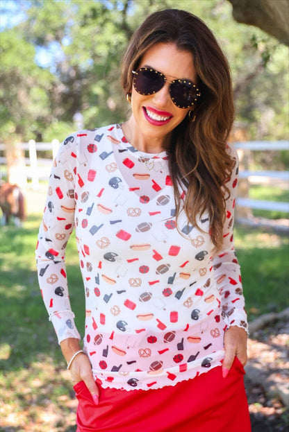 Alyssa Mesh Top- Red Tailgate