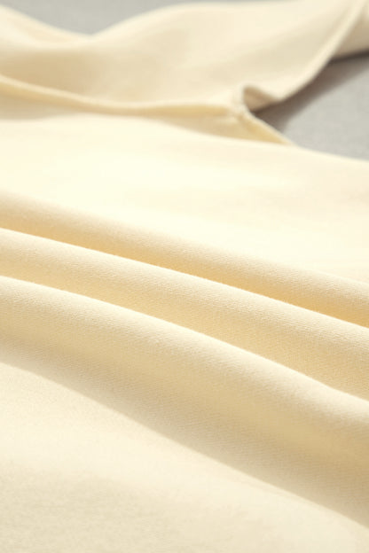 Beige Saved By Grace Print Color Block Mock Neck Oversized Sweatshirt