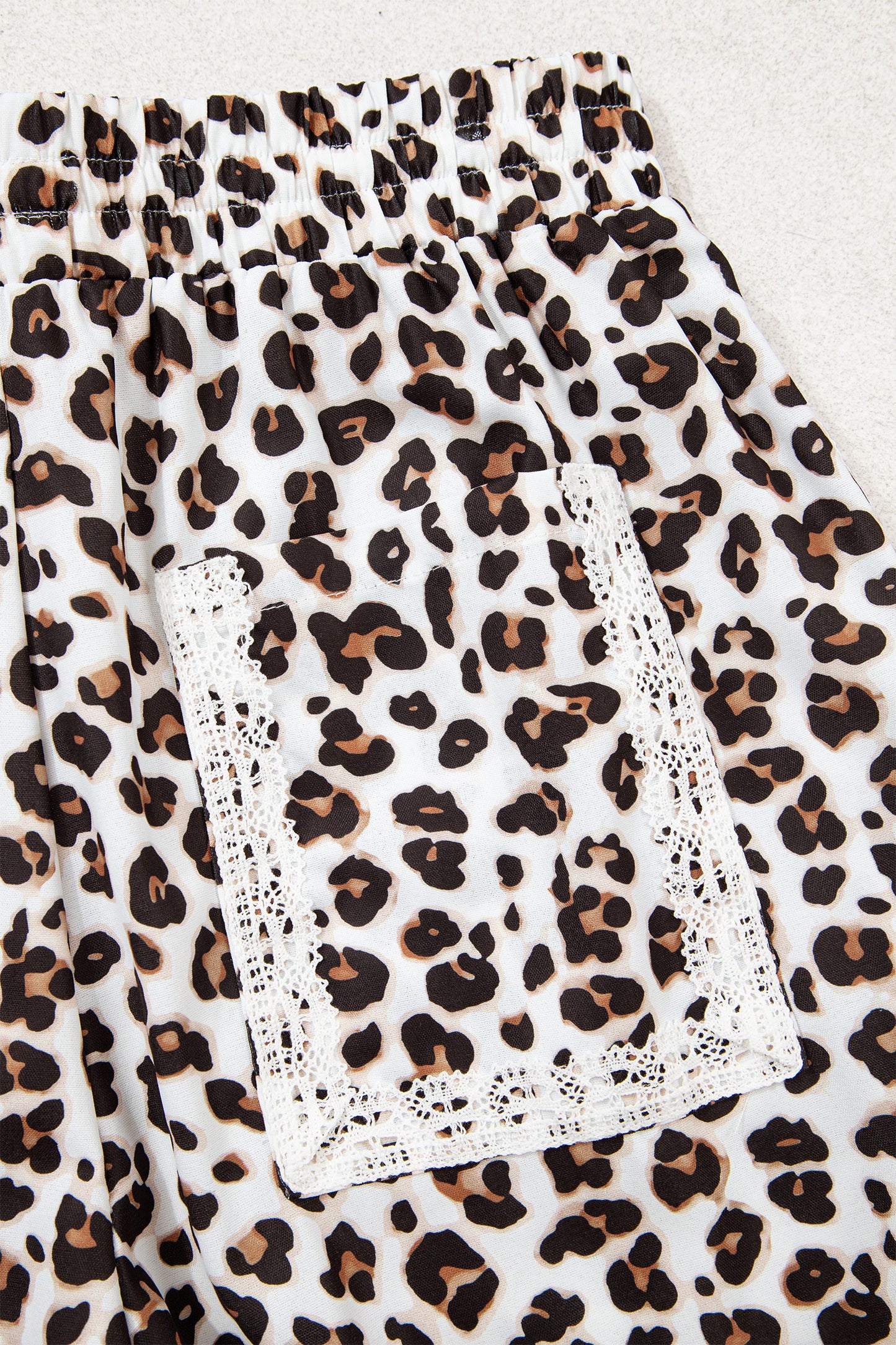 Black Leopard Print Ankle-Length Elastic Waist Pants