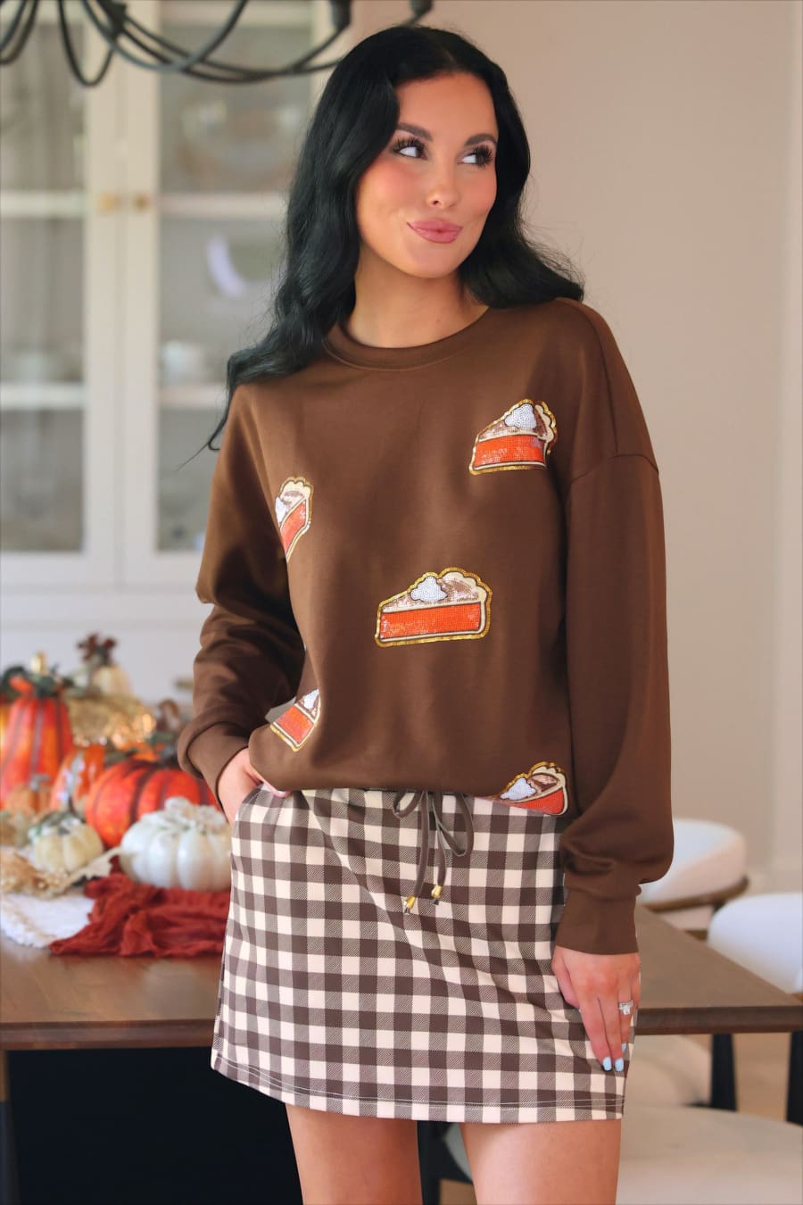 Chocolate Gingham Skort