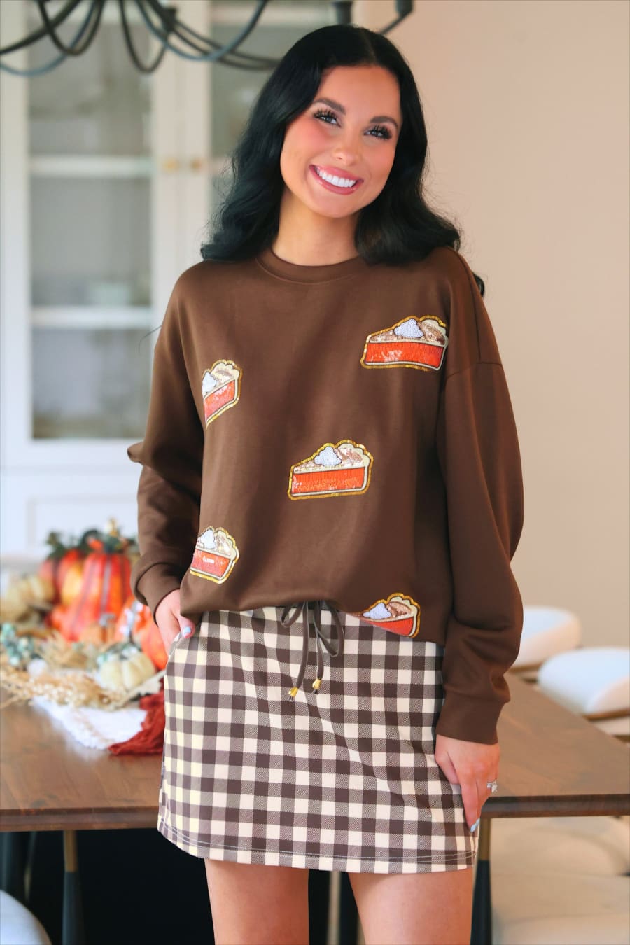 Chocolate Gingham Skort