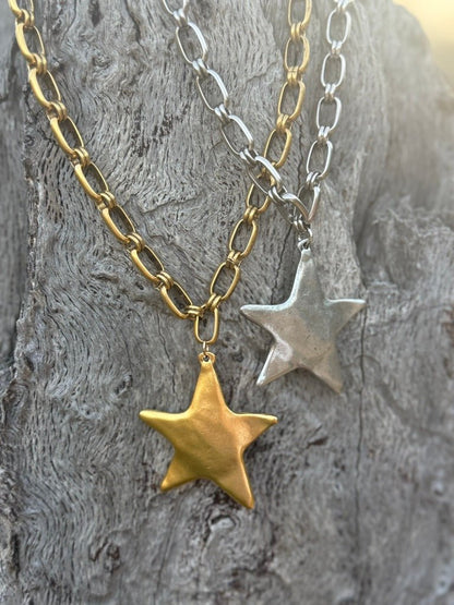 Chunky Chain Silver Star Necklace