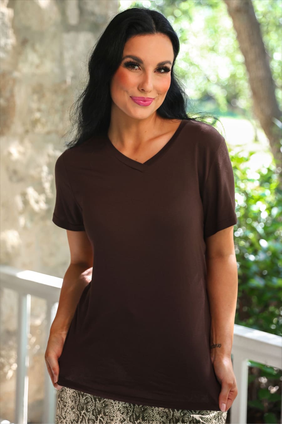 Jess Lea Basic Tee- Chocolate