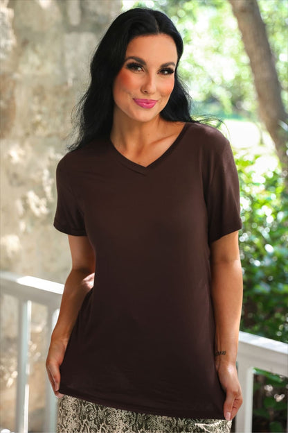 Jess Lea Basic Tee- Chocolate