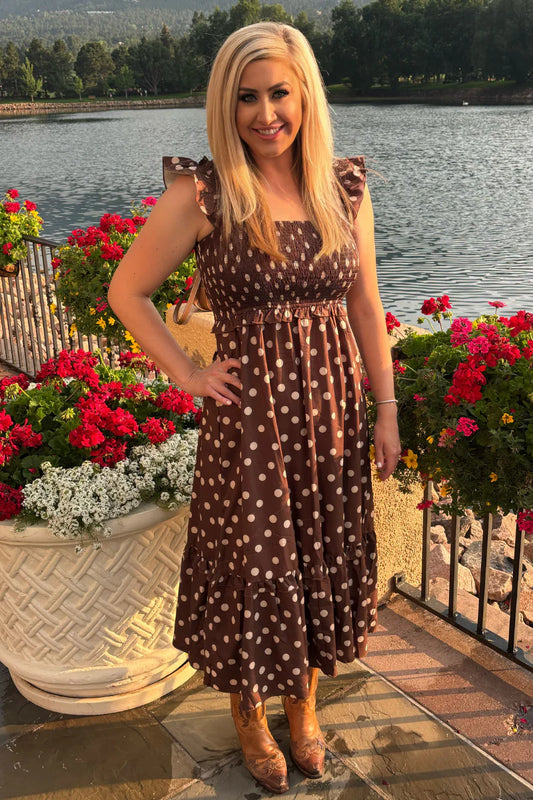 MOCHA DOT DRESS