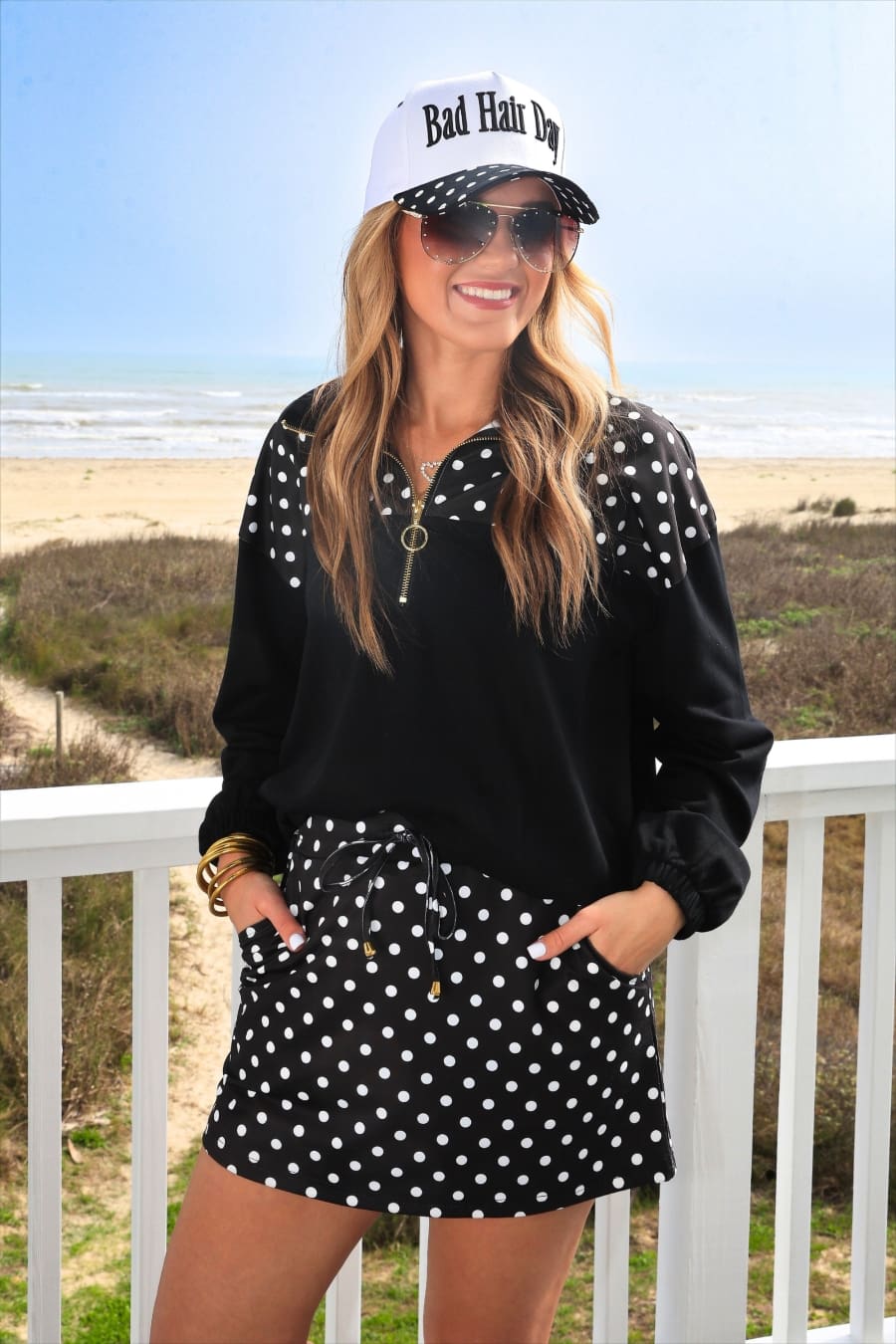 Mia Printed Pullover- After Dark Polka Dot
