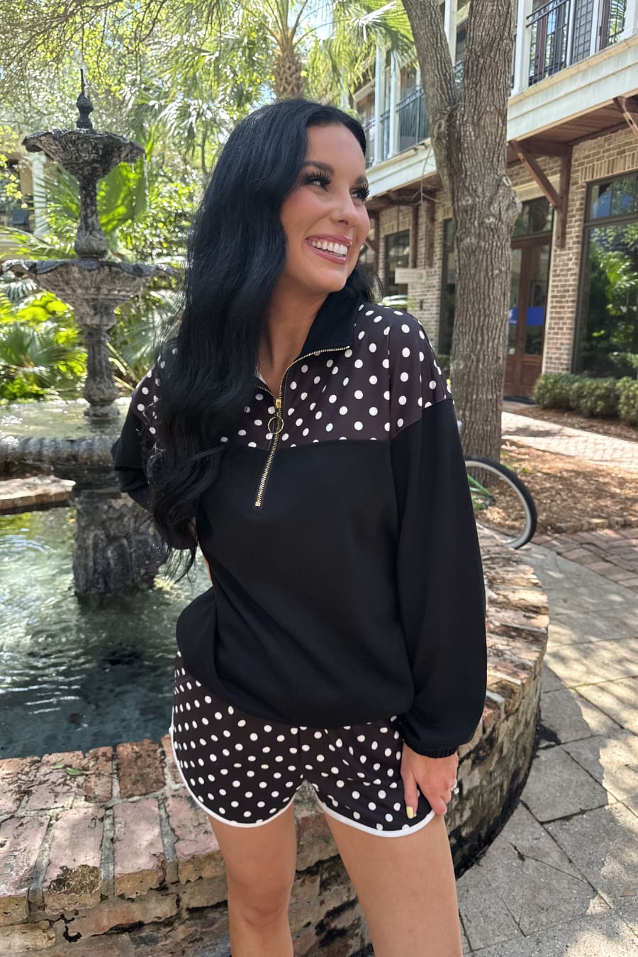 Mia Printed Pullover- After Dark Polka Dot