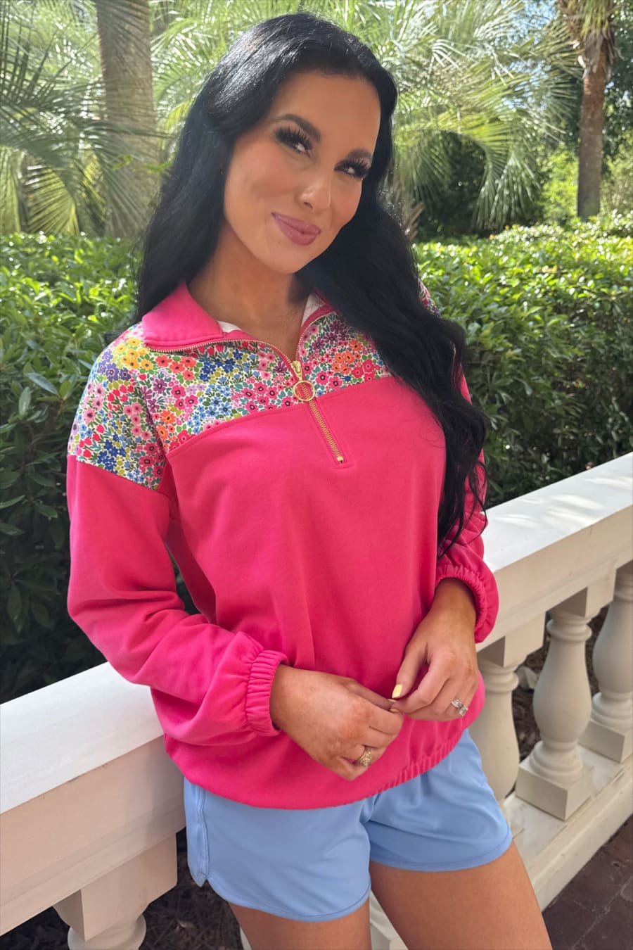 Mia Printed Pullover- Falling for Florals