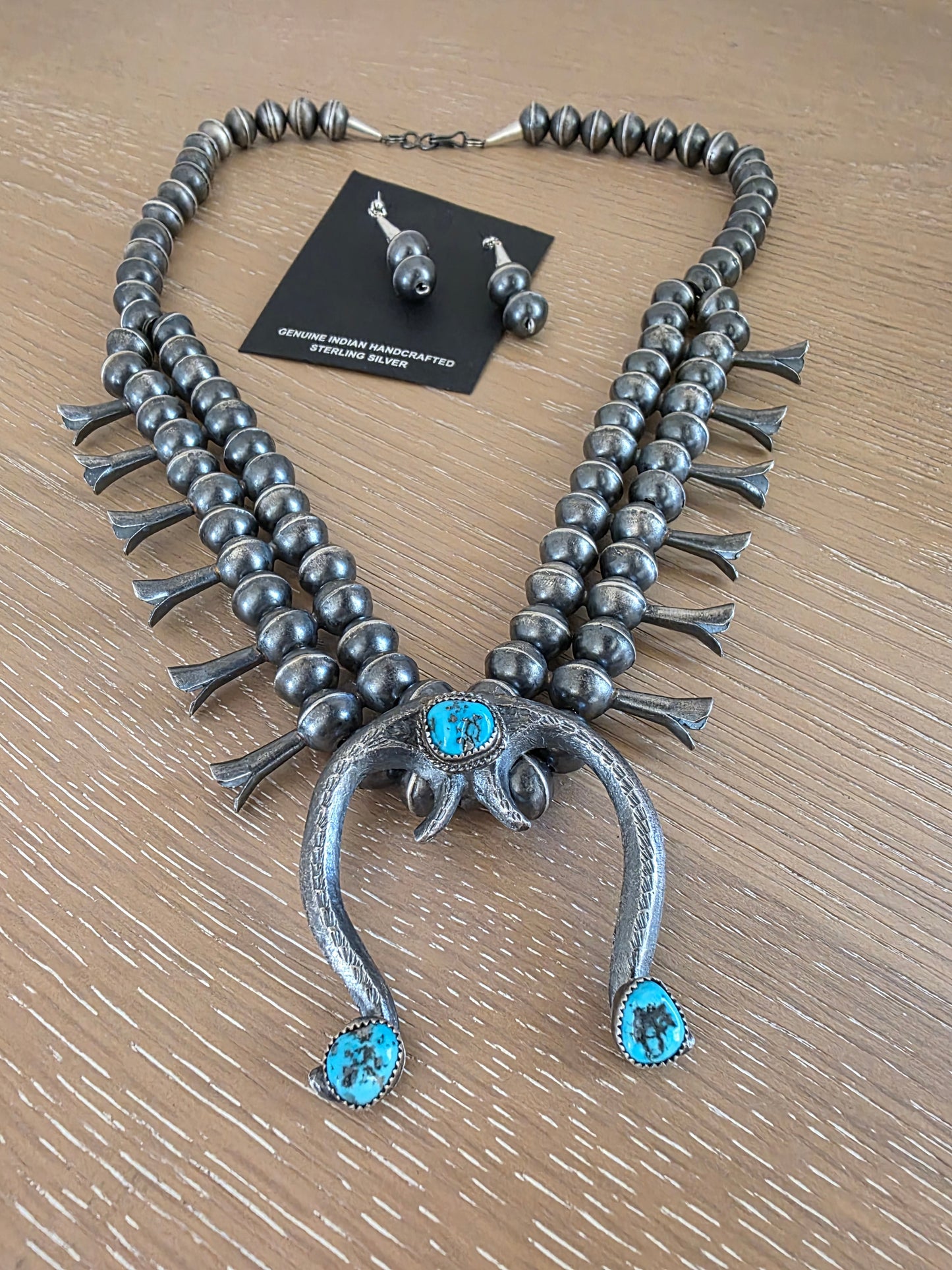 GILBERT MARTIN TURQUOISE SQUASH BLOSSOM NECKLACE SET