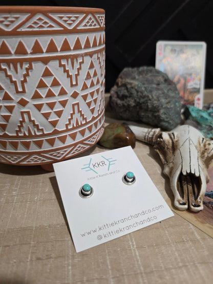 MARY TSADIASI ZUNI TURQUOISE STUD EARRINGS