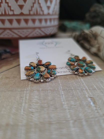 JASON BENALLY CLUSTER MIXED STONE EARRINGS