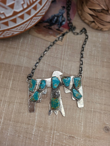 JUDE CANDELARIA ZUNI TURQUOISE THUNDERBIRD NECKLACE